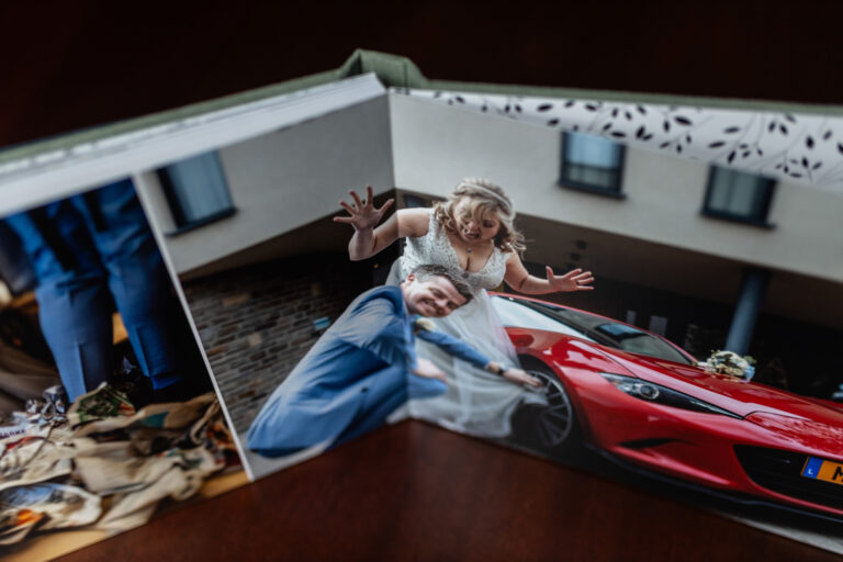 hochwertiges, edles Hochzeits-Album Innenansicht mehrere Hochzeitsfotos aus Luxemburg, Diekirch